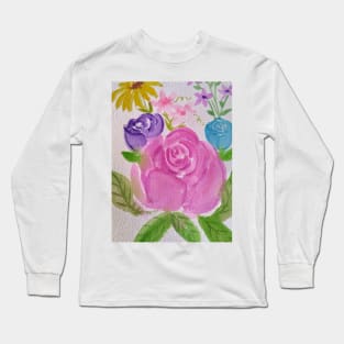 Colorful bouquet of flowers painting Long Sleeve T-Shirt